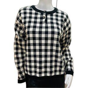 Westbound Black & White Block print Cotton Knit Sweater Sz XL
